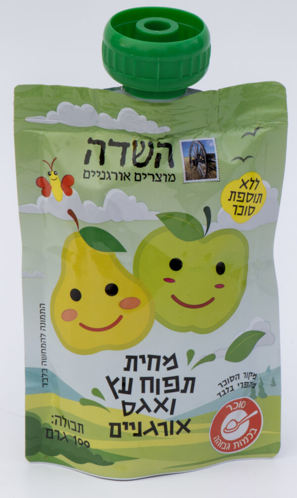 סקוויז מחית אגס ותפוח עץ אורגני 100 גרם